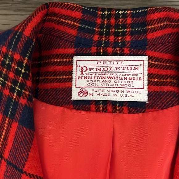 PENDLETON PETITES WOOL 1980’s PLAID RED LABEL BLAZER SIZE MEDIUM PETITE - Picture 11 of 16